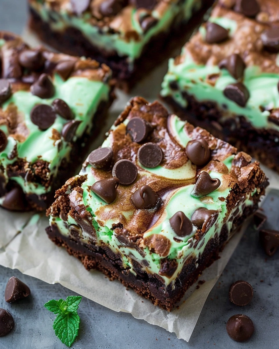 Mint Chocolate Chip Cheesecake Brownies