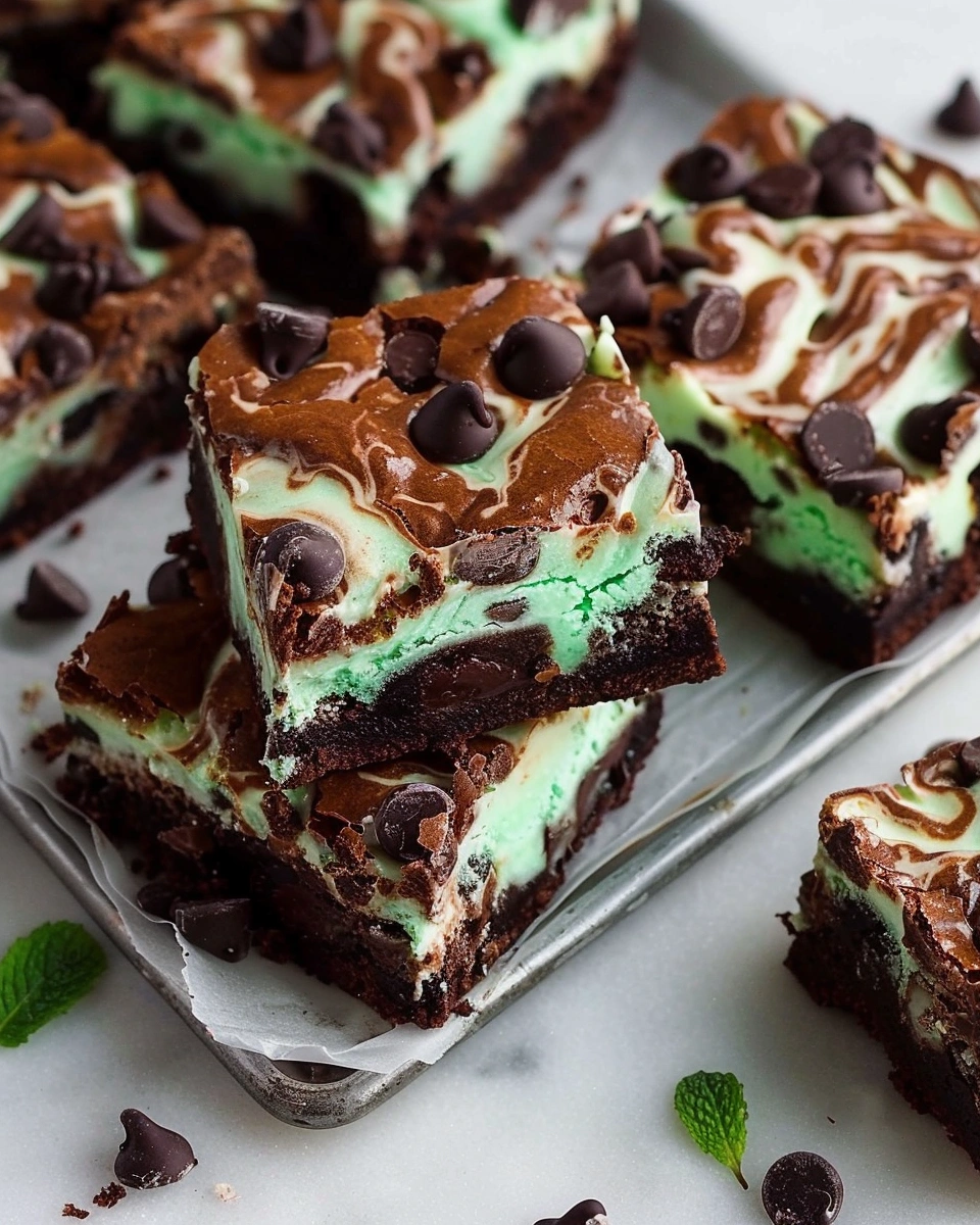 Mint Chocolate Chip Cheesecake Brownies