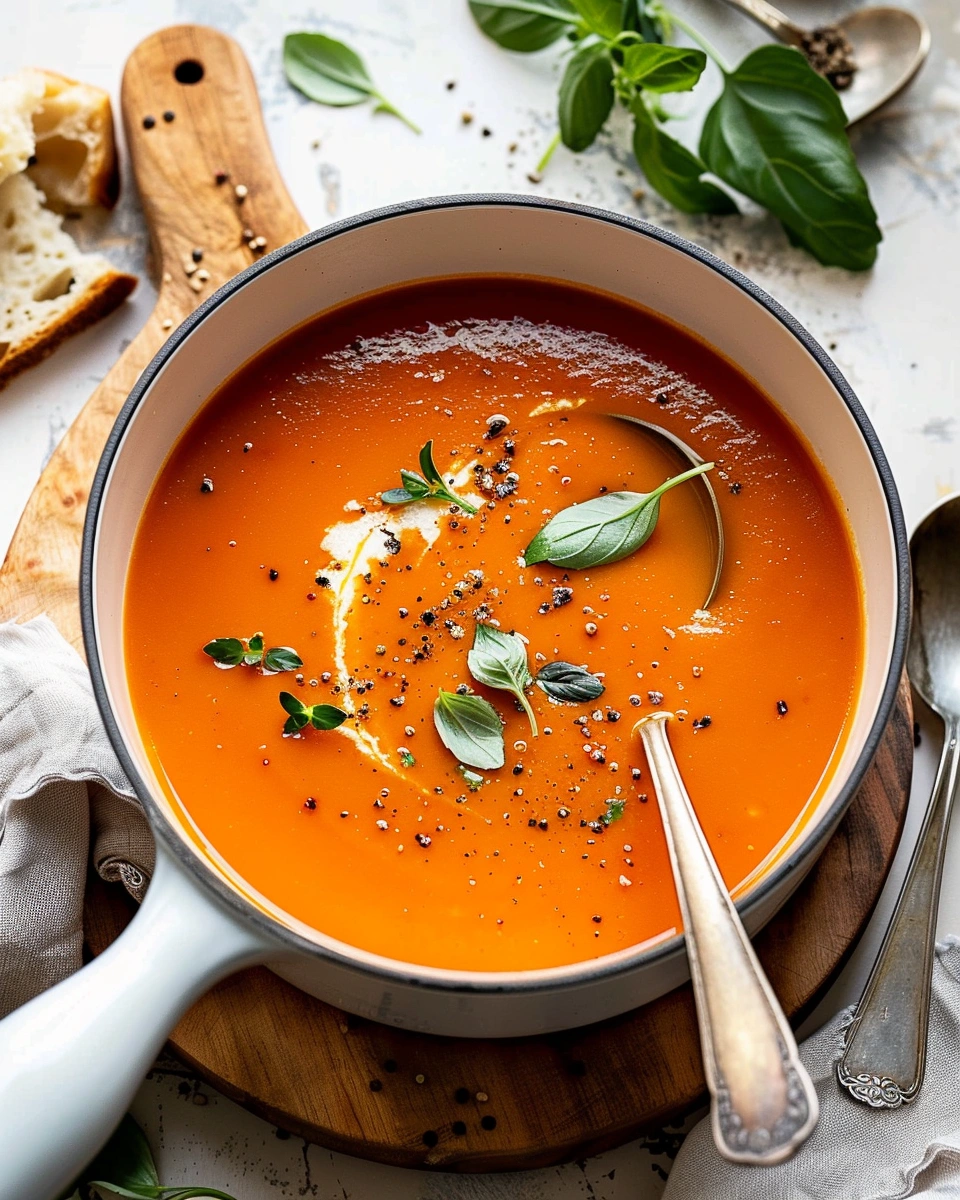 Winter Creamy Tomato Soup (Canned Tomatoes)