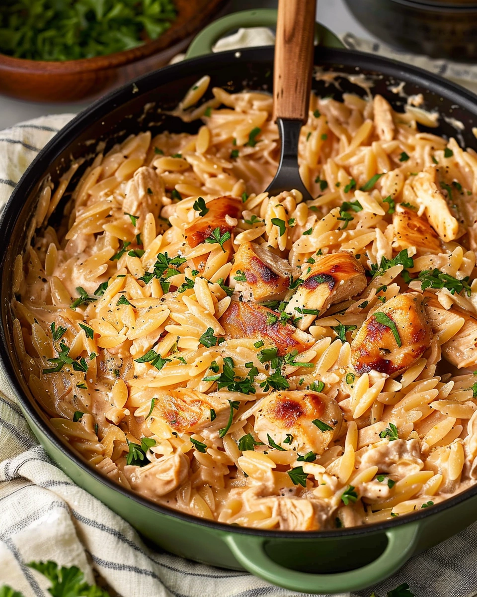 Creamy Orzo With Chicken