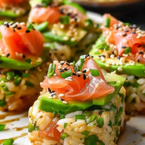 Crispy Rice Sushi Recipe with Smoked Salmon Avocado