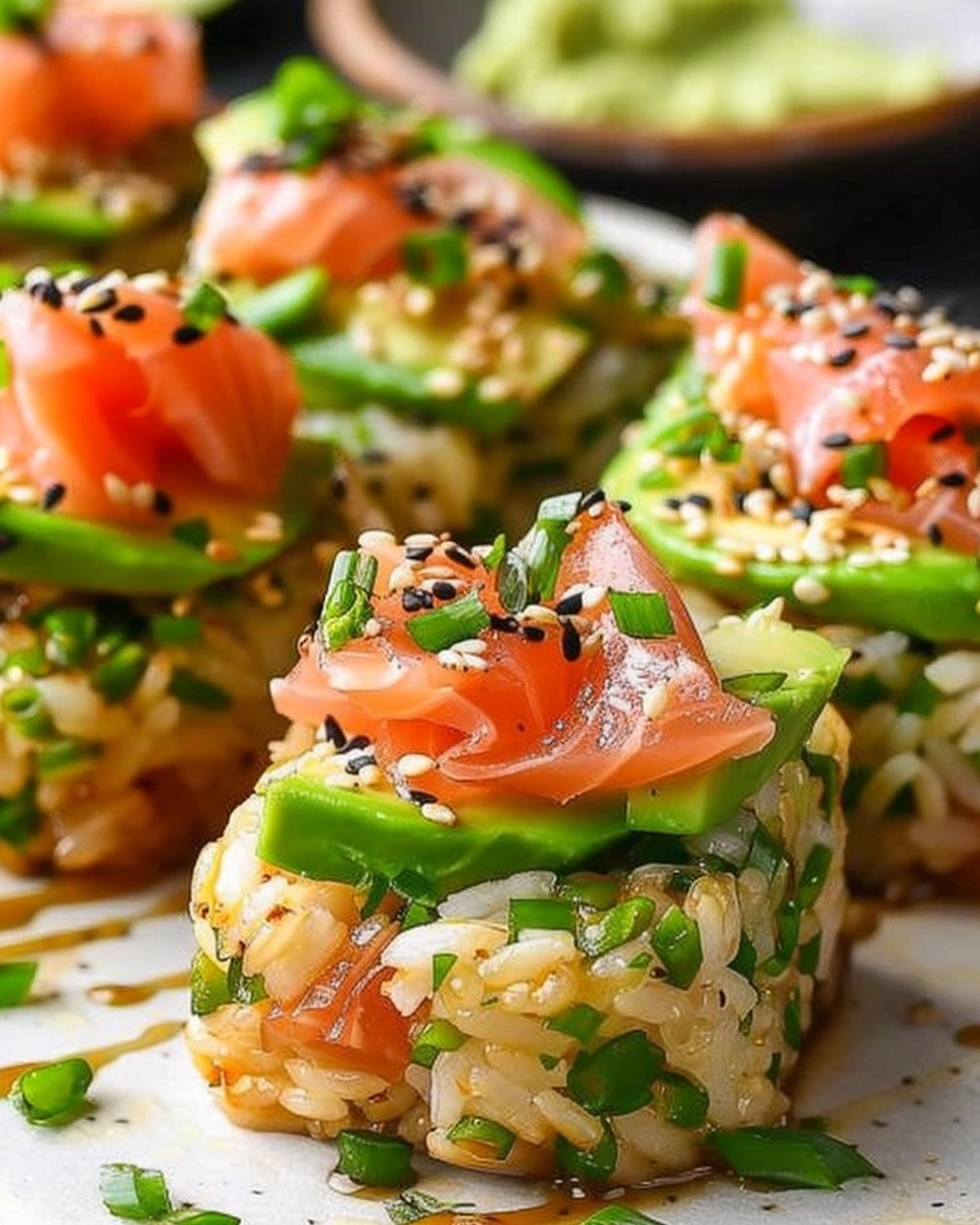 Crispy Rice Sushi Recipe with Smoked Salmon Avocado