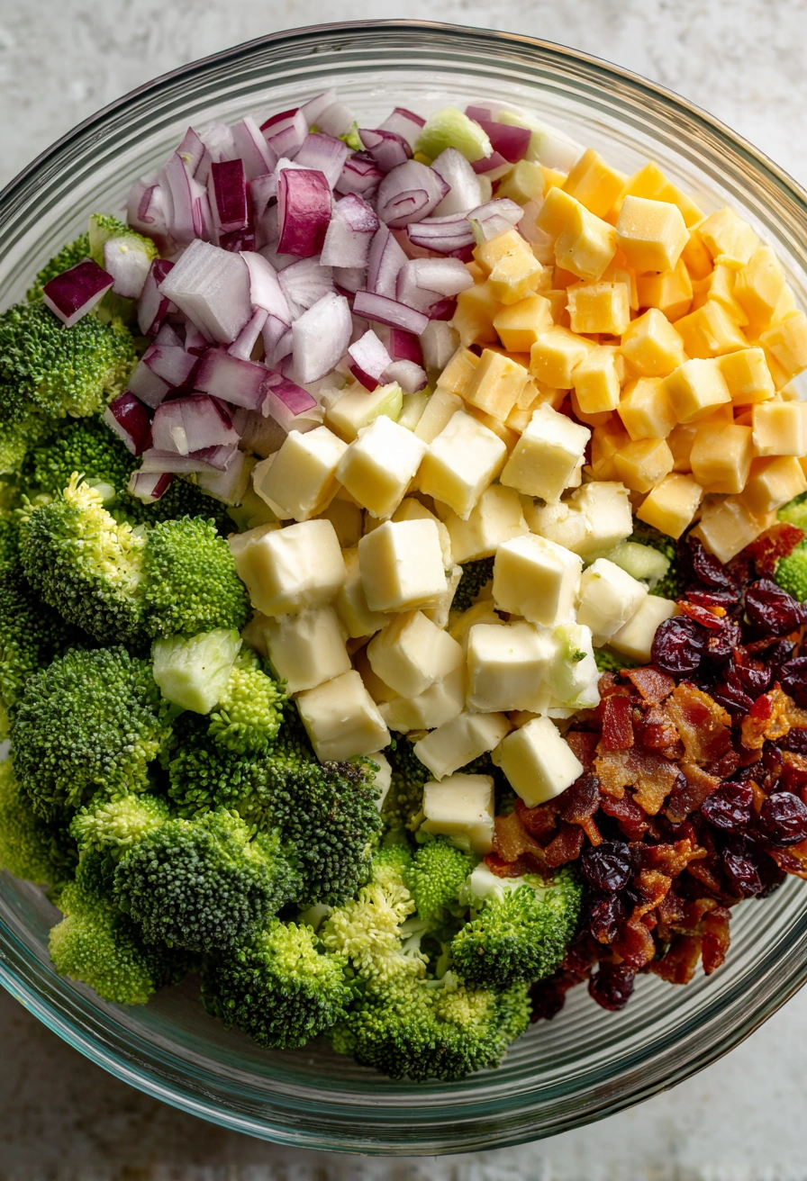 Broccoli Cauliflower Salad Process