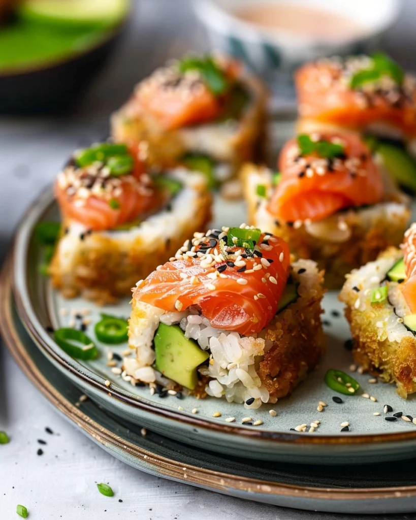 Crispy Rice Sushi Recipe with Smoked Salmon Avocado