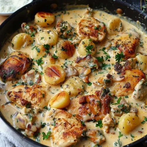 One Pan Creamy Chicken and Gnocchi