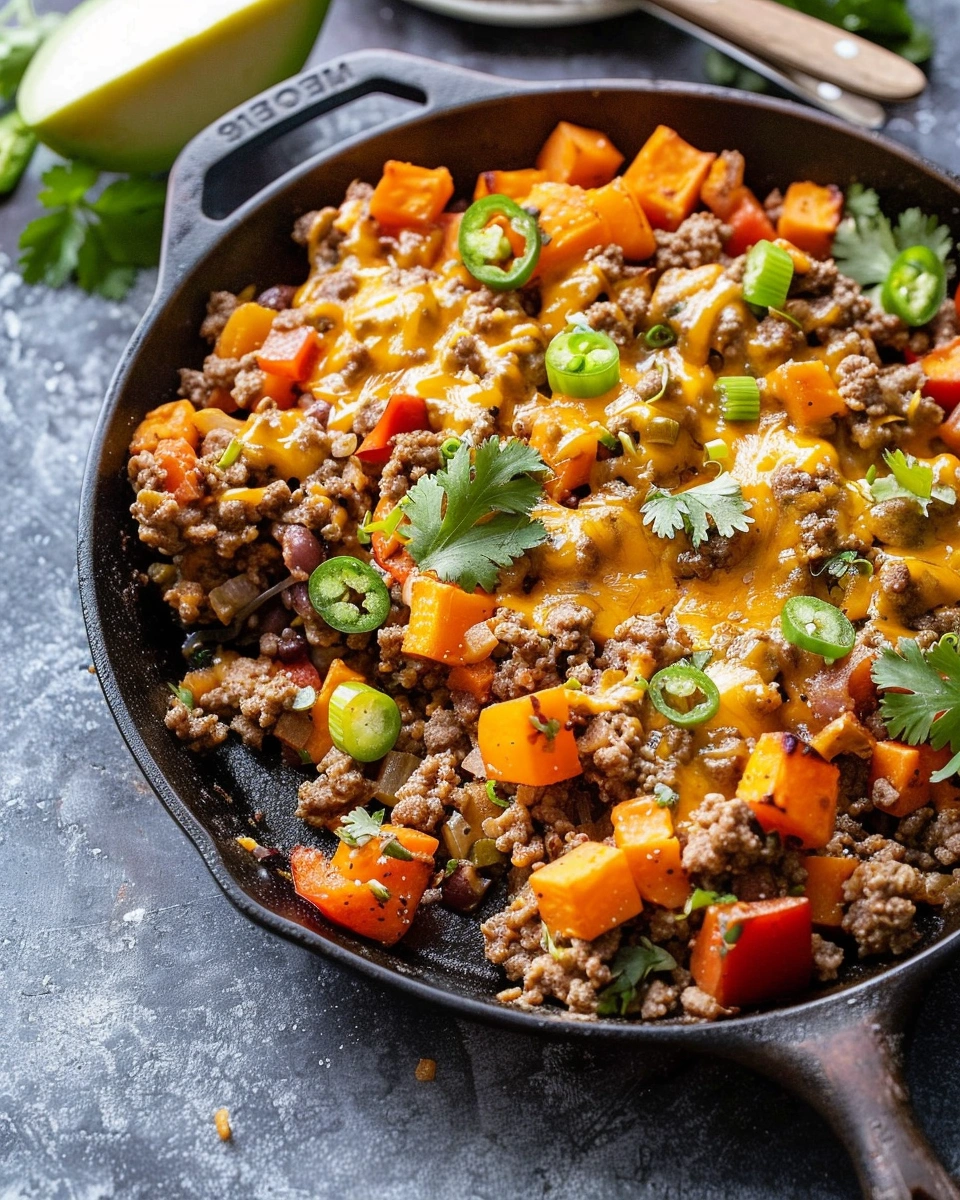 Southwest Ground Beef and Sweet Potato SkilletSouthwest Ground Beef and Sweet Potato Skillet