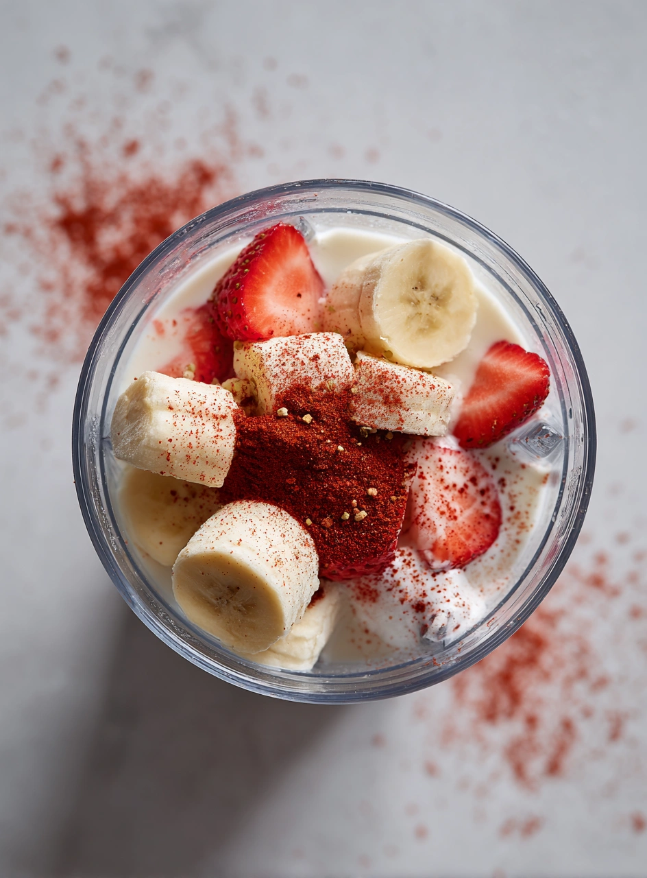Chocolate Strawberry Banana Smoothie Process