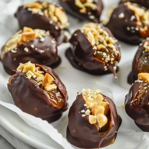 Peanut Butter Stuffed Chocolate Covered Dates
