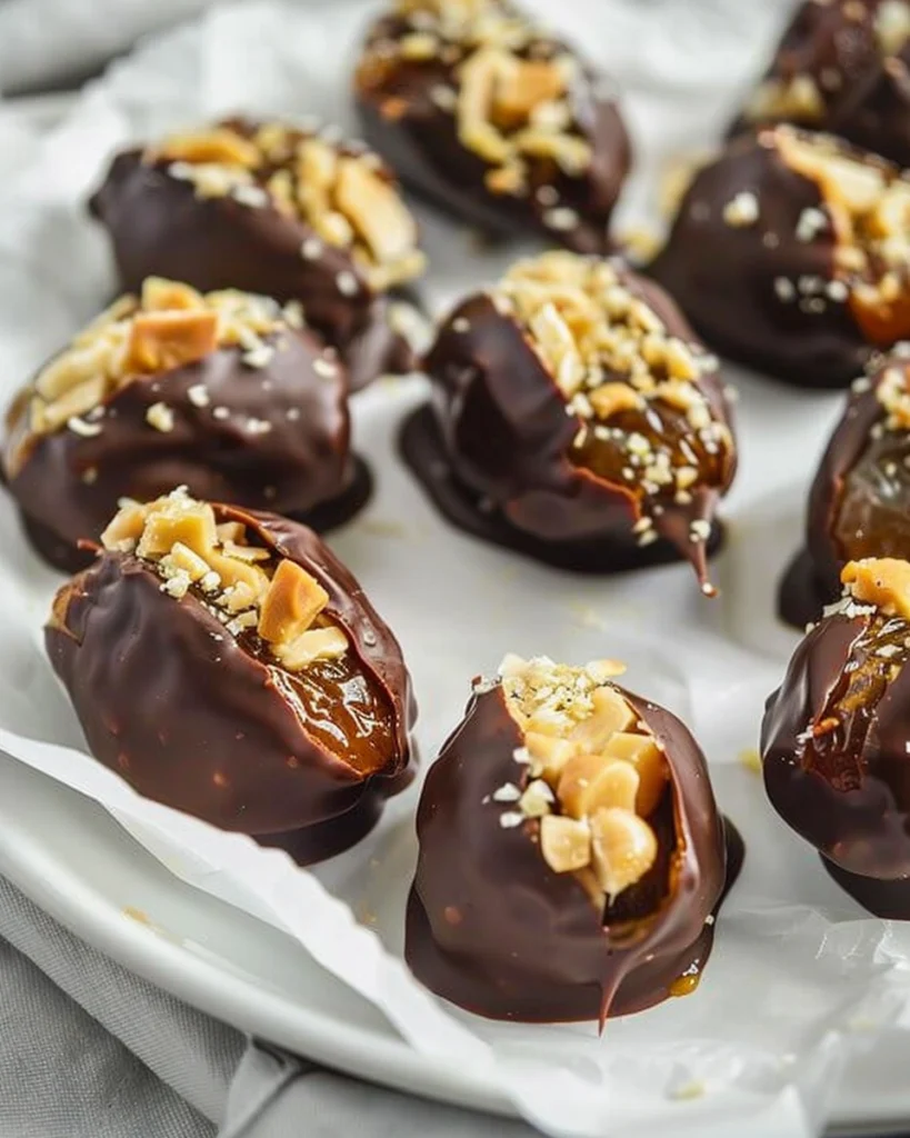 Peanut Butter Stuffed Chocolate Covered Dates