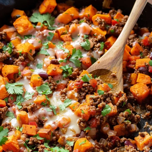Southwest Ground Beef and Sweet Potato Skillet