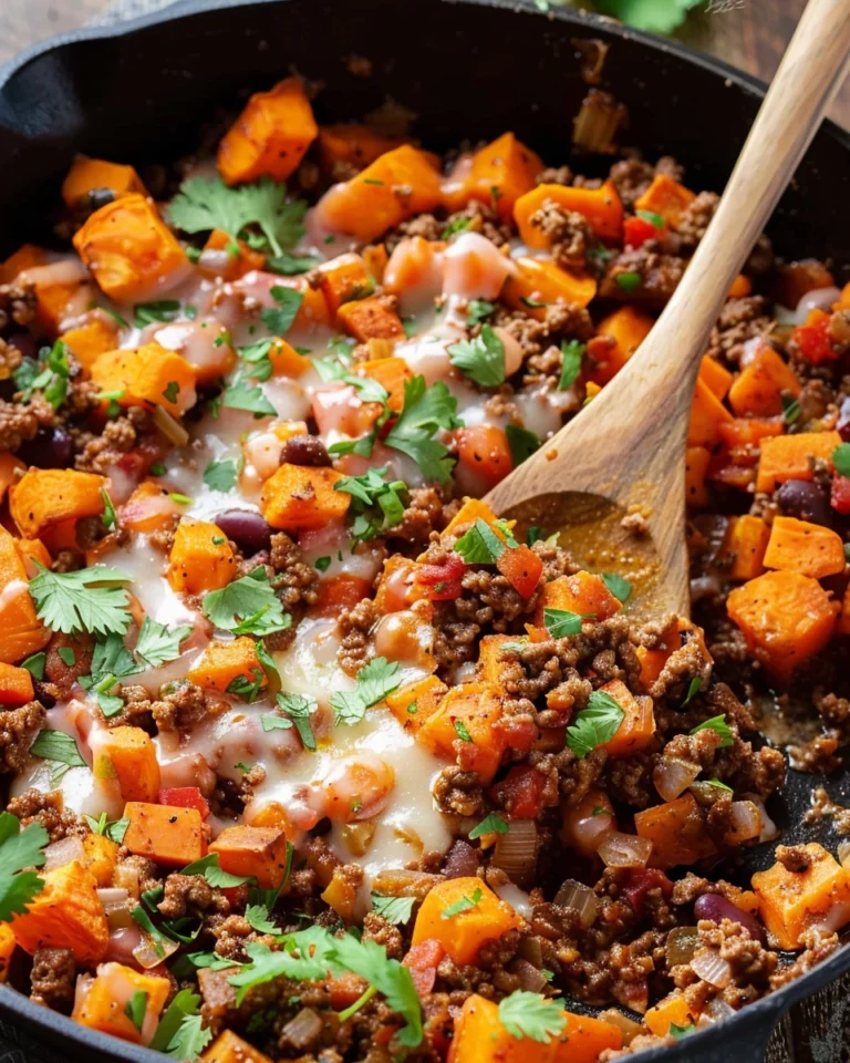Southwest Ground Beef and Sweet Potato Skillet
