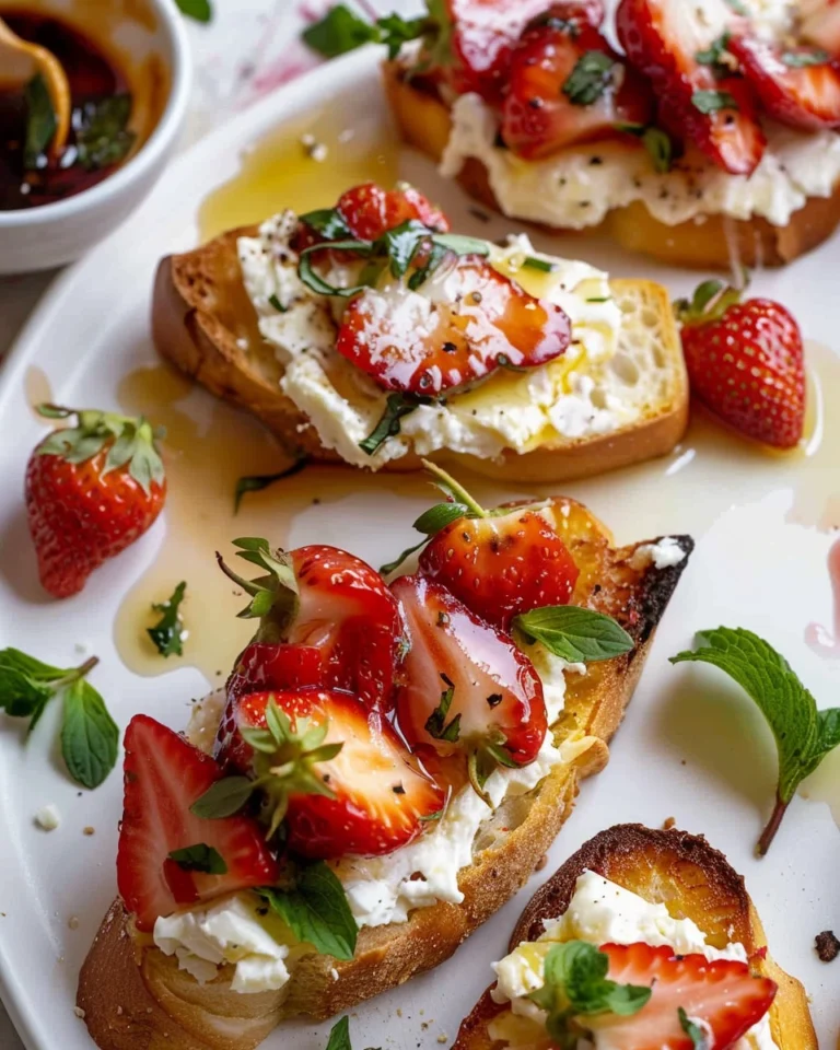 Marinated Goat Cheese Strawberry Crostini