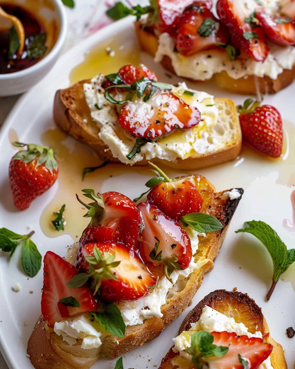 Marinated Goat Cheese Strawberry Crostini