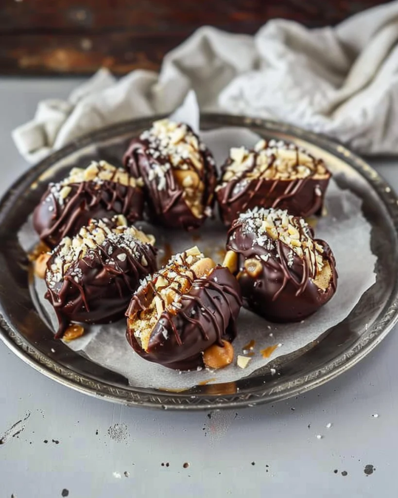 Peanut Butter Stuffed Chocolate Covered Dates