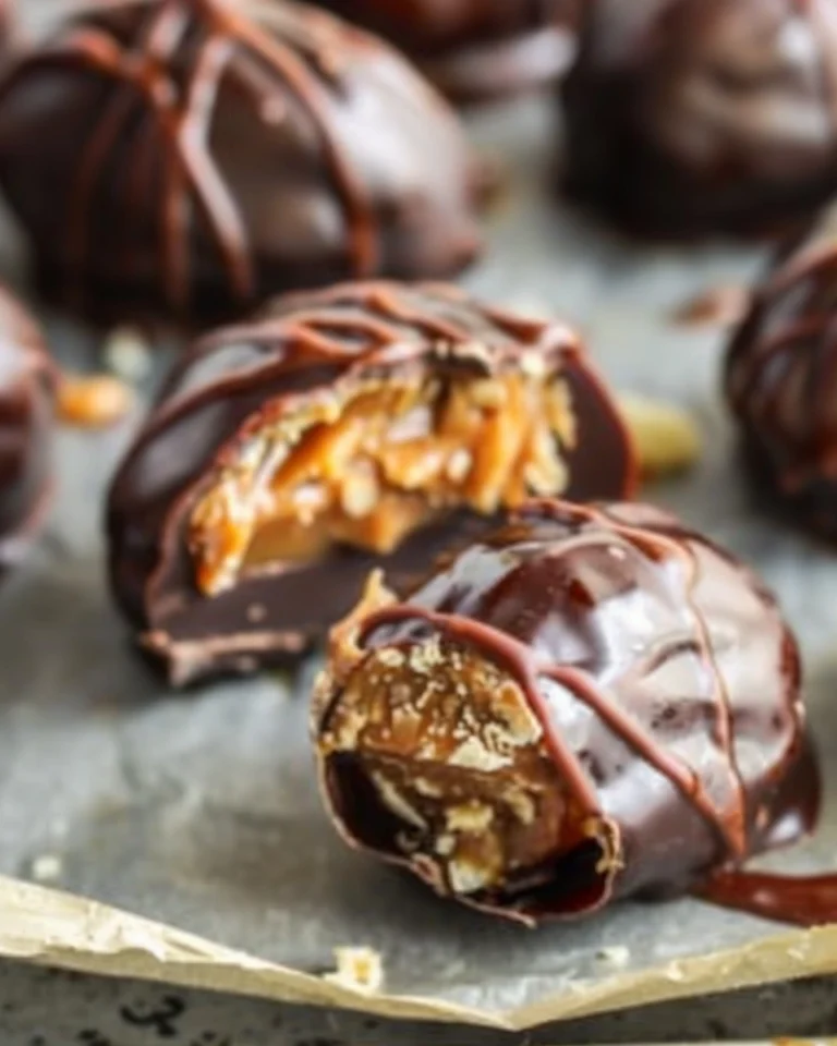 Peanut Butter Stuffed Chocolate Covered Dates