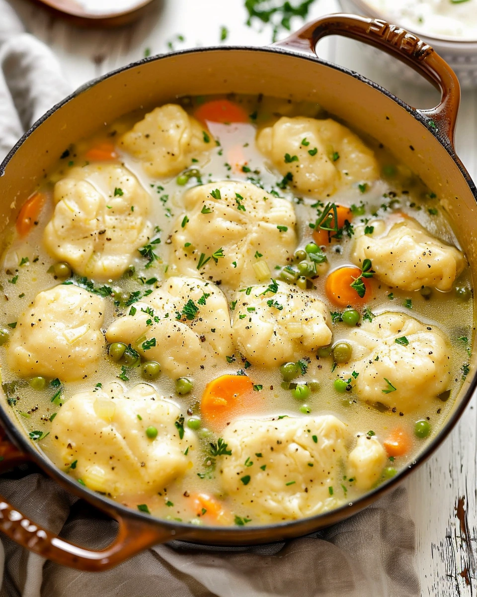 One Pot Chicken Dumpling Soup With Refrigerated Biscuit Dough