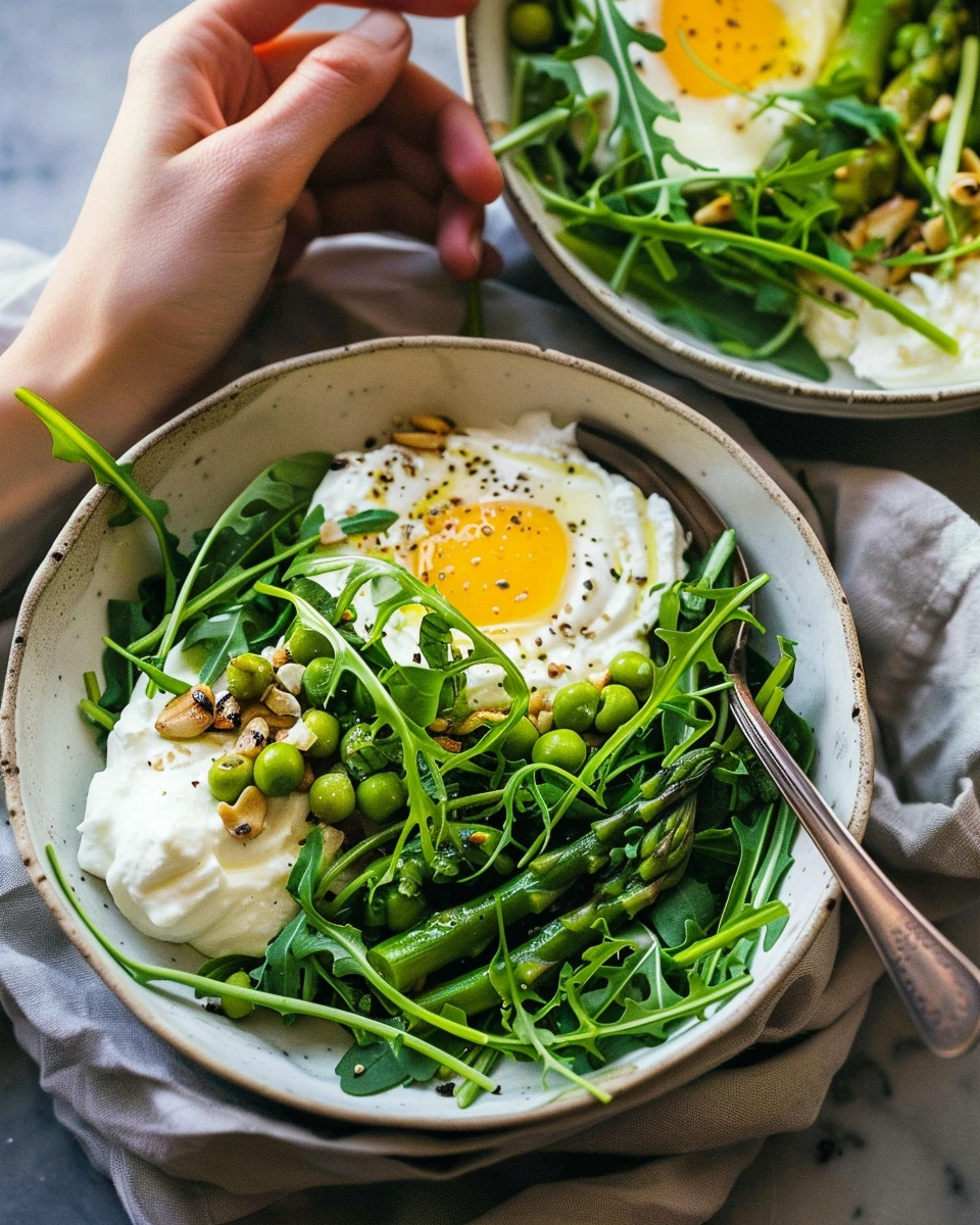 Arugula and Asparagus Breakfast Bowl