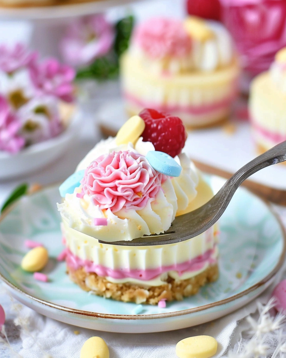 Spring No-Bake Mini Cheesecakes