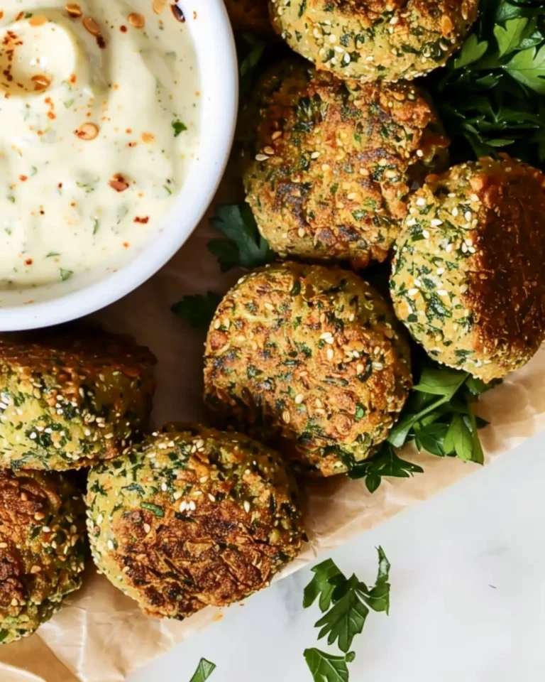 Baked Falafel Bites with Spicy Tahini Dip