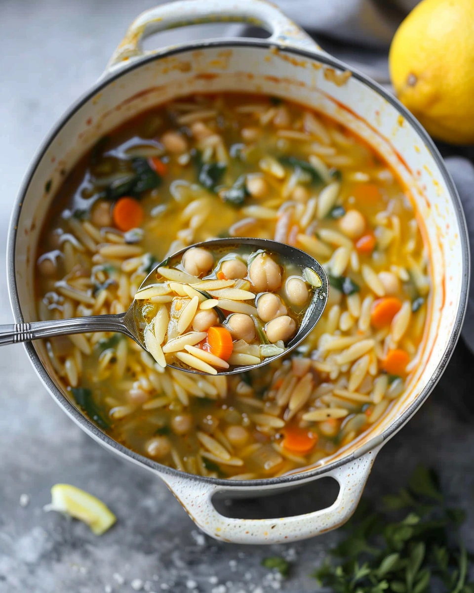 Vegan Lemon Chickpea Orzo Soup