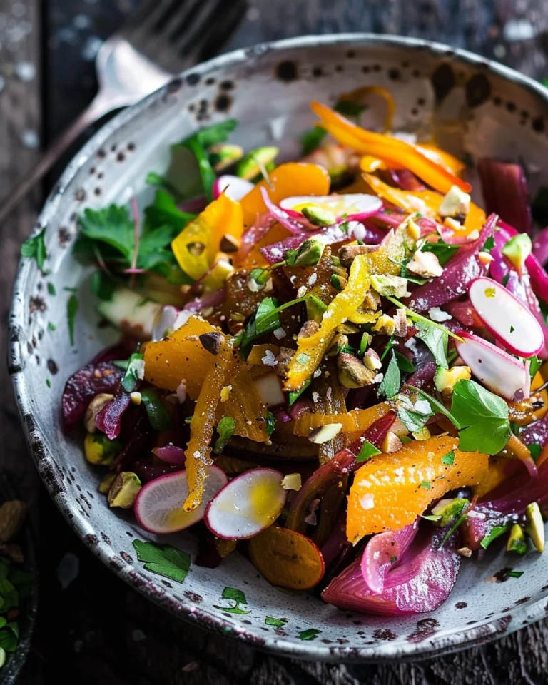 Spring Root Vegetable Salad with Pistachio Vinaigrette