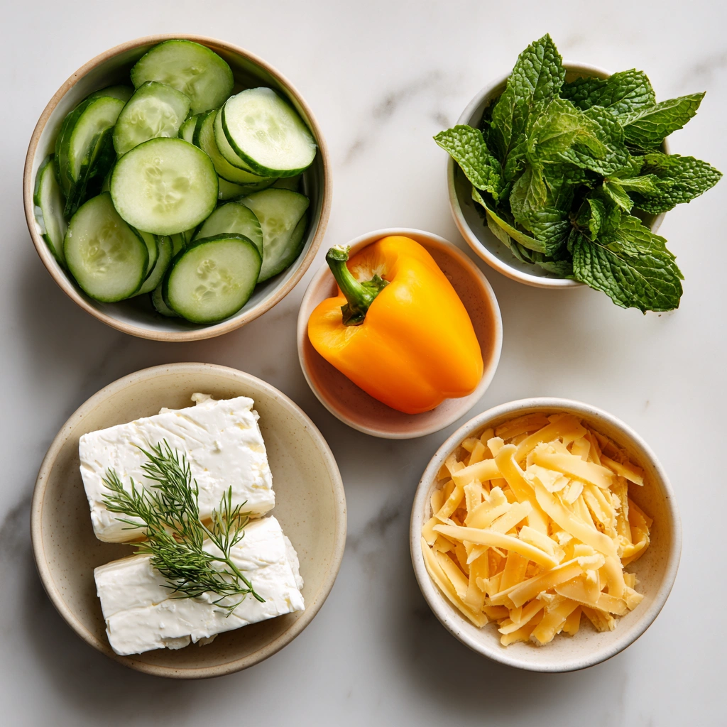 Cucumber-Dill Ricotta Snack Jar Ingredients