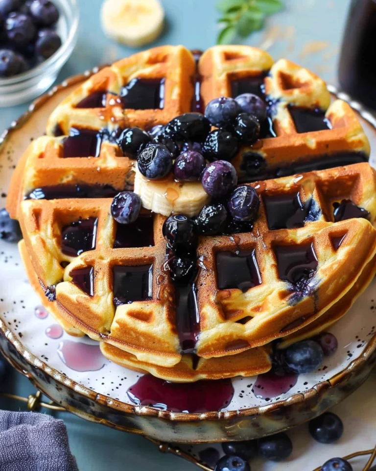 Banana Oatmeal Blueberry Zucchini Waffles