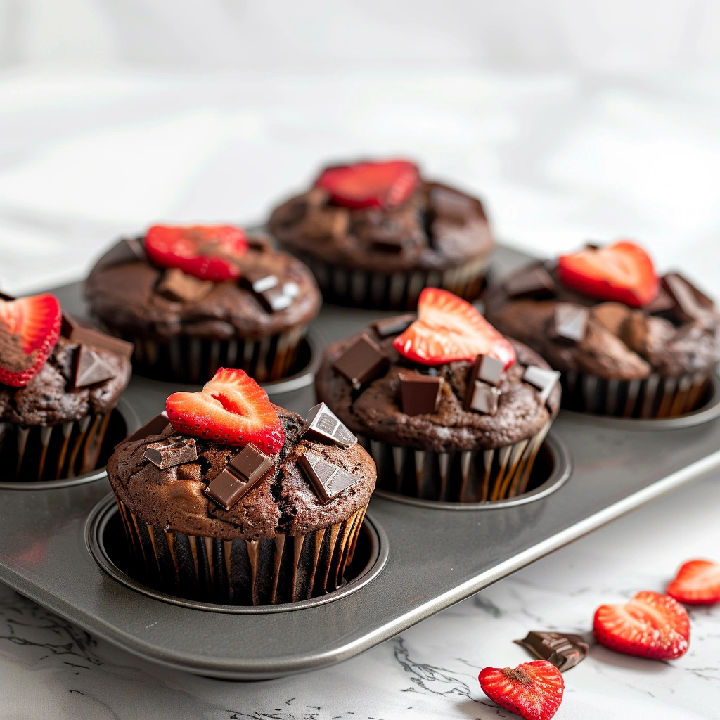 Double Chocolate Strawberry Muffins