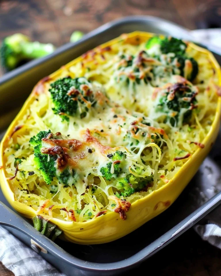 Broccoli Cheese Stuffed Spaghetti Squash
