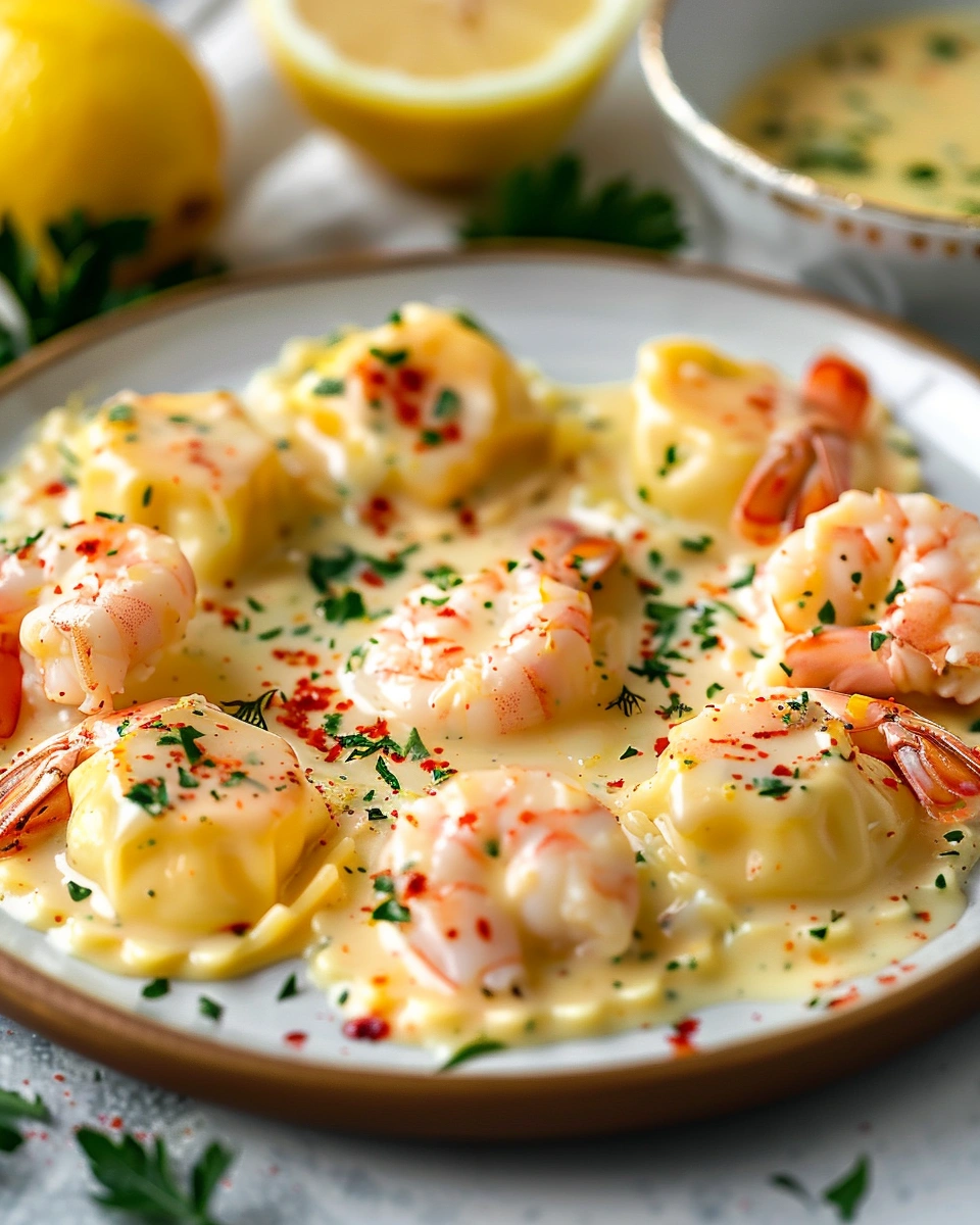 Lobster Ravioli in Lemon Butter Sauce