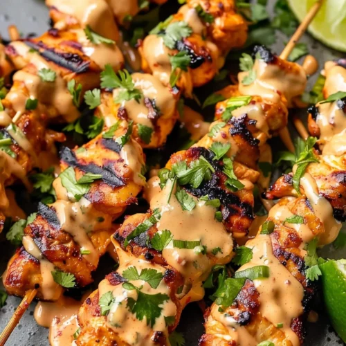 Bang Bang Chicken Skewers Recipe with Creamy Spicy Sauce