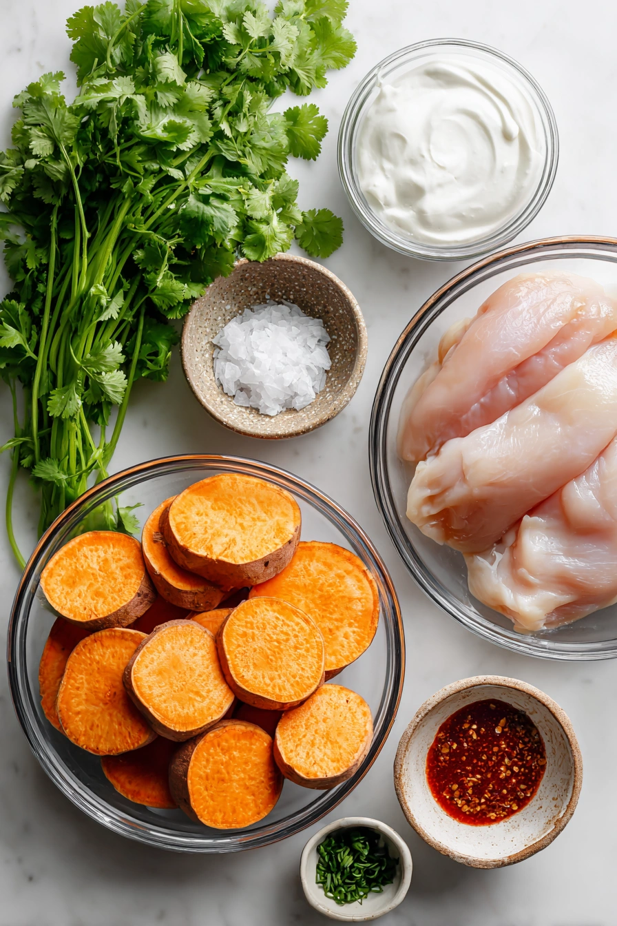 Healthy Buffalo Shredded Chicken Sweet Potatoes