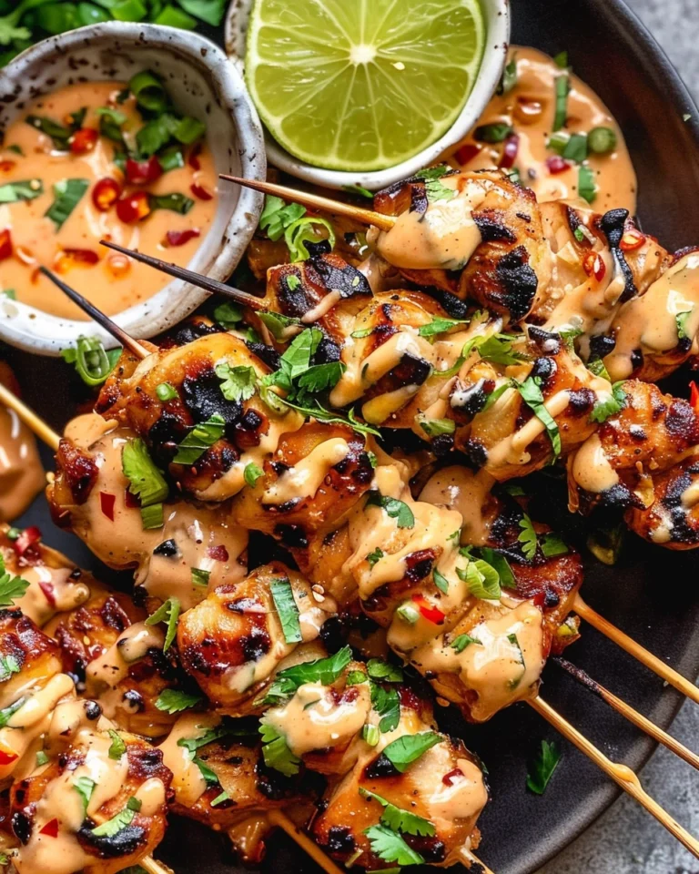 Bang Bang Chicken Skewers Recipe with Creamy Spicy Sauce