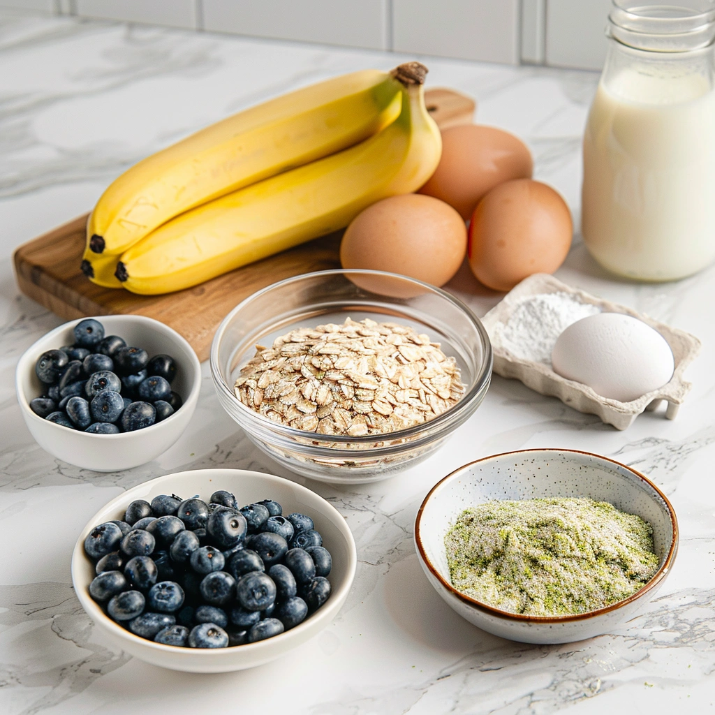 Banana Oatmeal Blueberry Zucchini Waffles