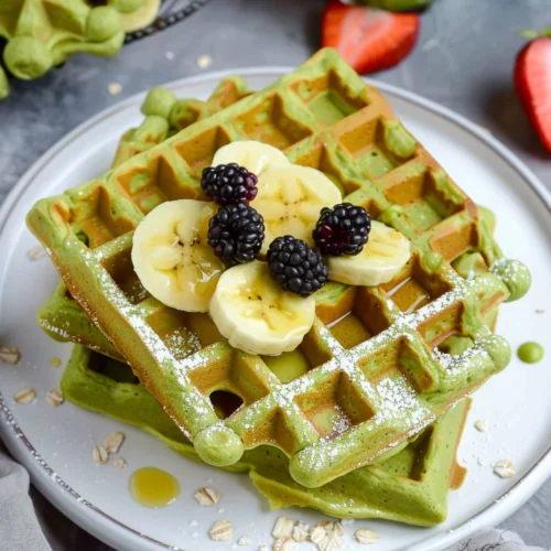 Oatmeal Green Smoothie Waffles