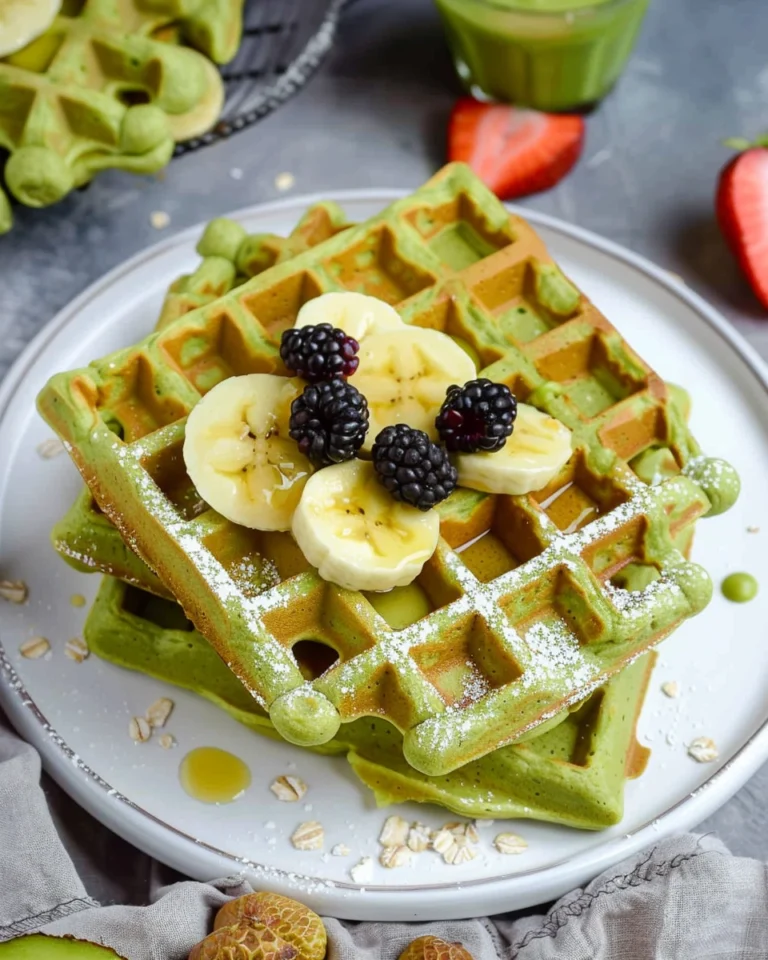 Oatmeal Green Smoothie Waffles