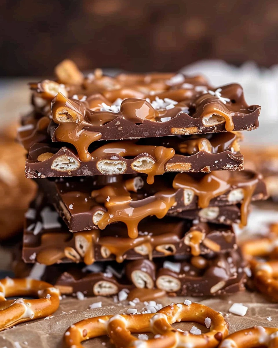 Best Salted Caramel Pretzel Bark