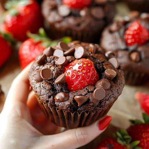 Double Chocolate Strawberry Muffins