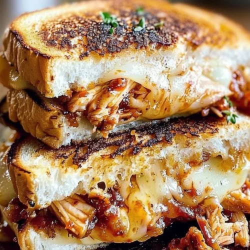 BBQ Chicken Sandwich Grilled Cheese served with melted cheese and grilled chicken