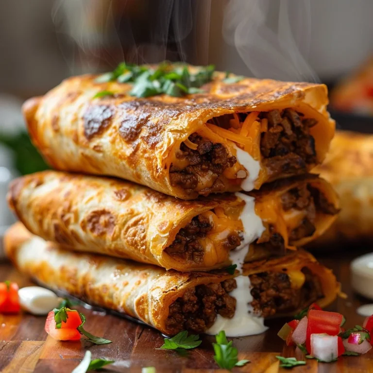 Beef and Cheese Chimichangas served on a plate for a quick dinner