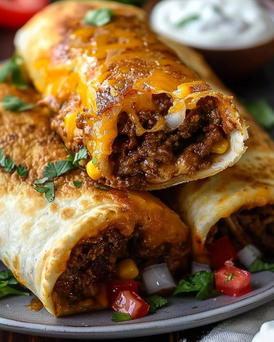 Beef and Cheese Chimichangas