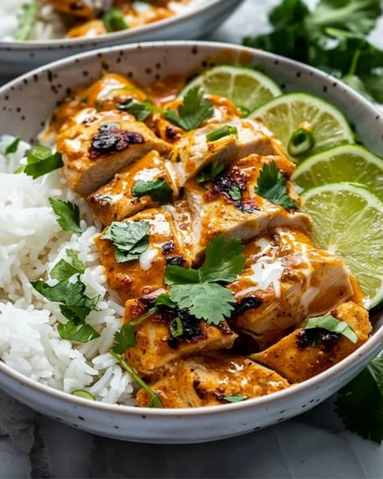 Delicious Coconut Chicken Rice Bowl ready for an easy weeknight dinner