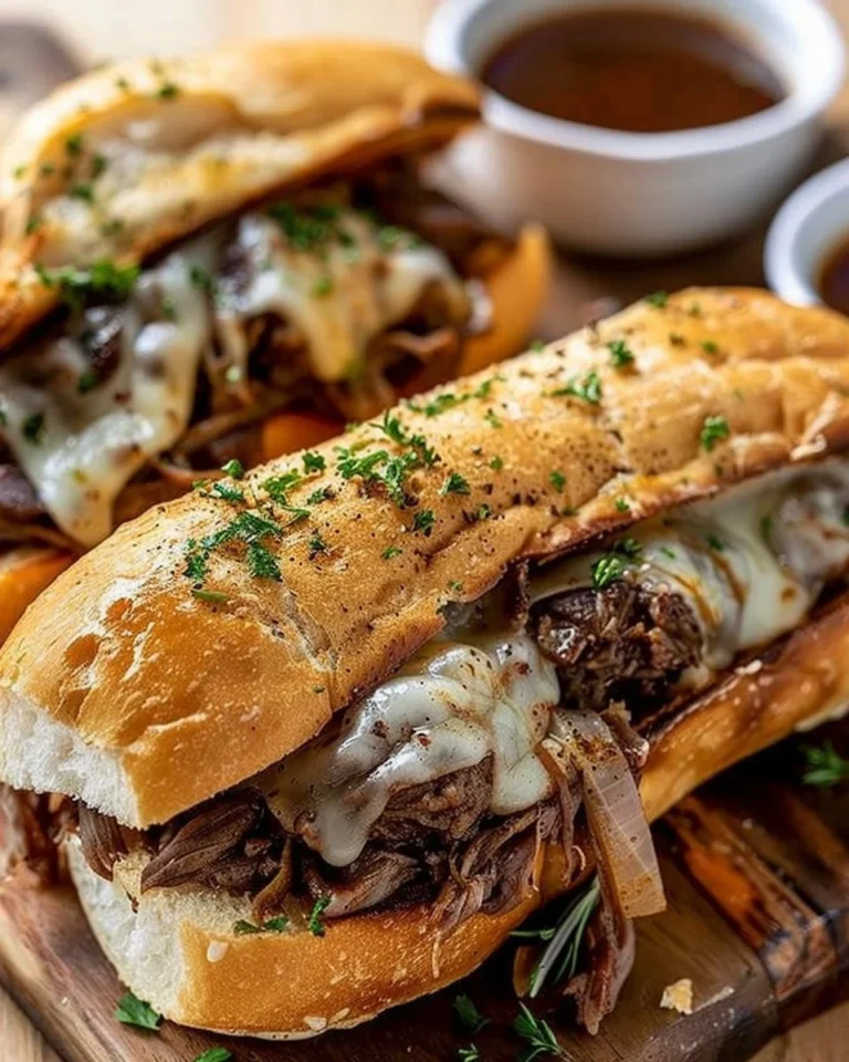 Delicious Crockpot French Dip Sandwiches made with 5 easy ingredients