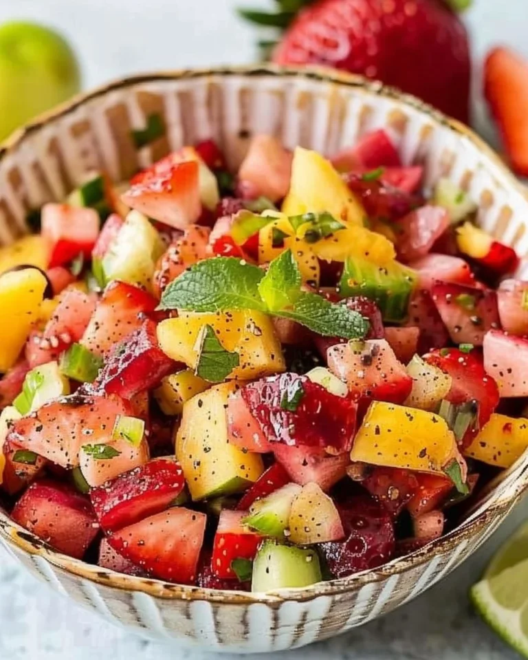 Fresh fruit salsa served with cinnamon sugar chips.