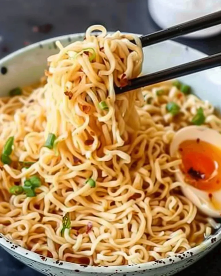Delicious garlic butter ramen noodles served in a bowl, perfect for a quick dinner.