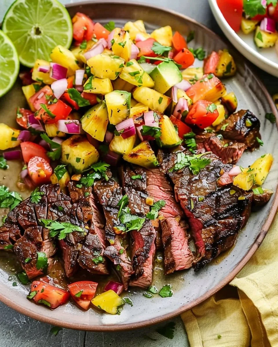 Grilled Flank Steak with Pineapple Salsa