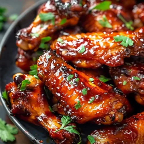Delicious Honey BBQ Chicken Wings served on a platter