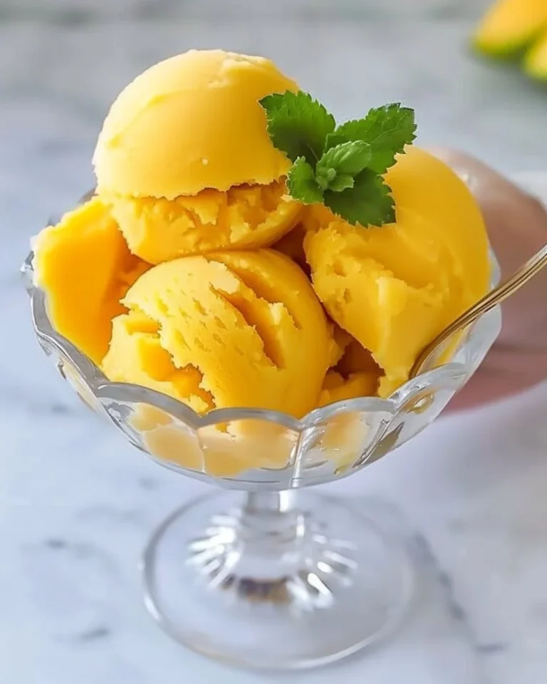 Refreshing Mango Sorbet made with fresh ingredients