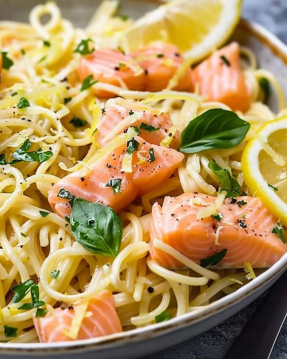 Lemon Butter Salmon Pasta