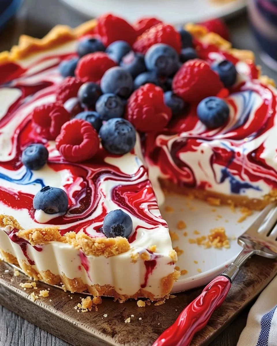 No-Bake 4th of July Swirl Pie